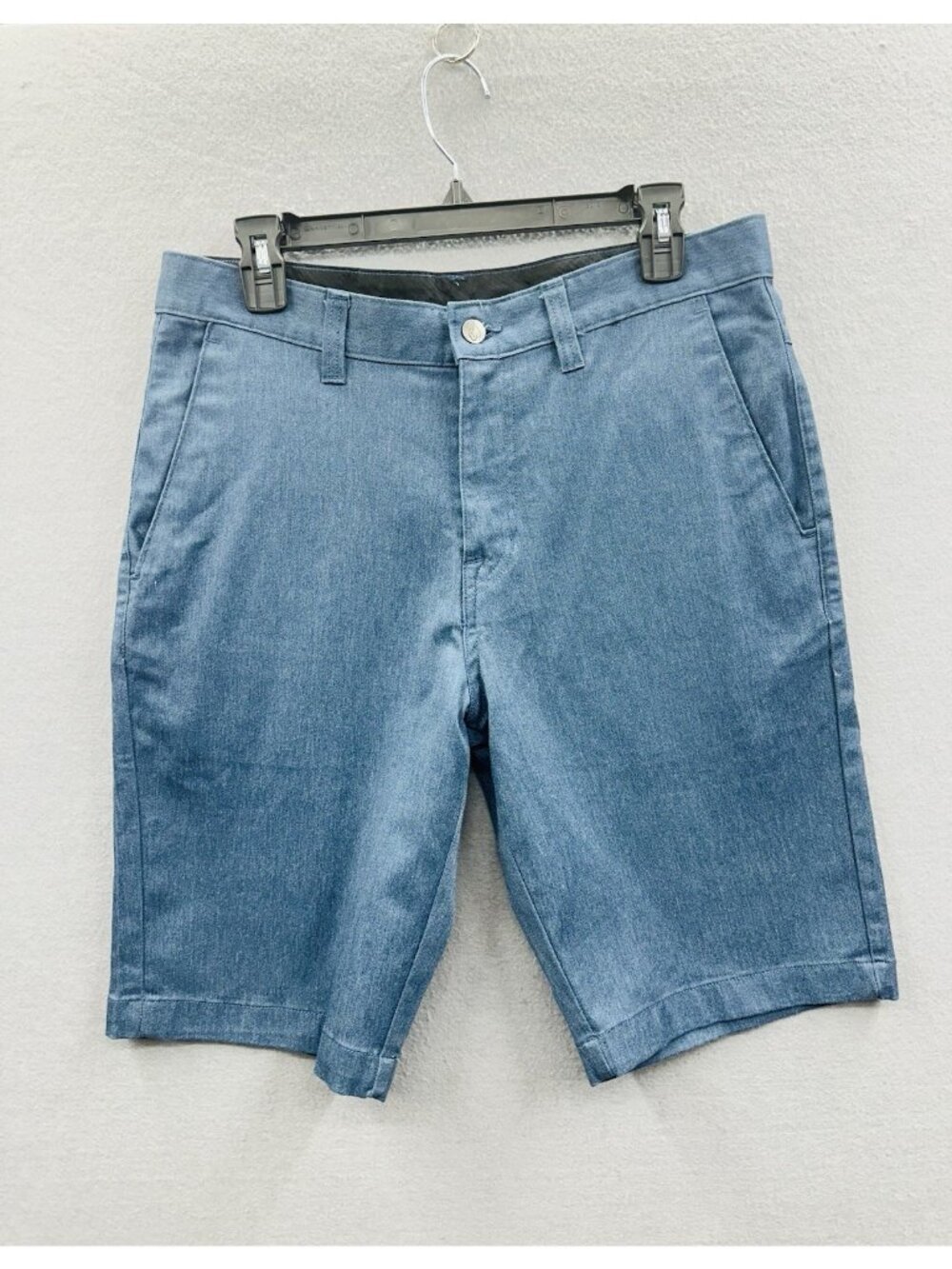 Volcom Shorts Mens 31 Blue Chino Vmonty Stretch Flat Front Pockets Casual Modern